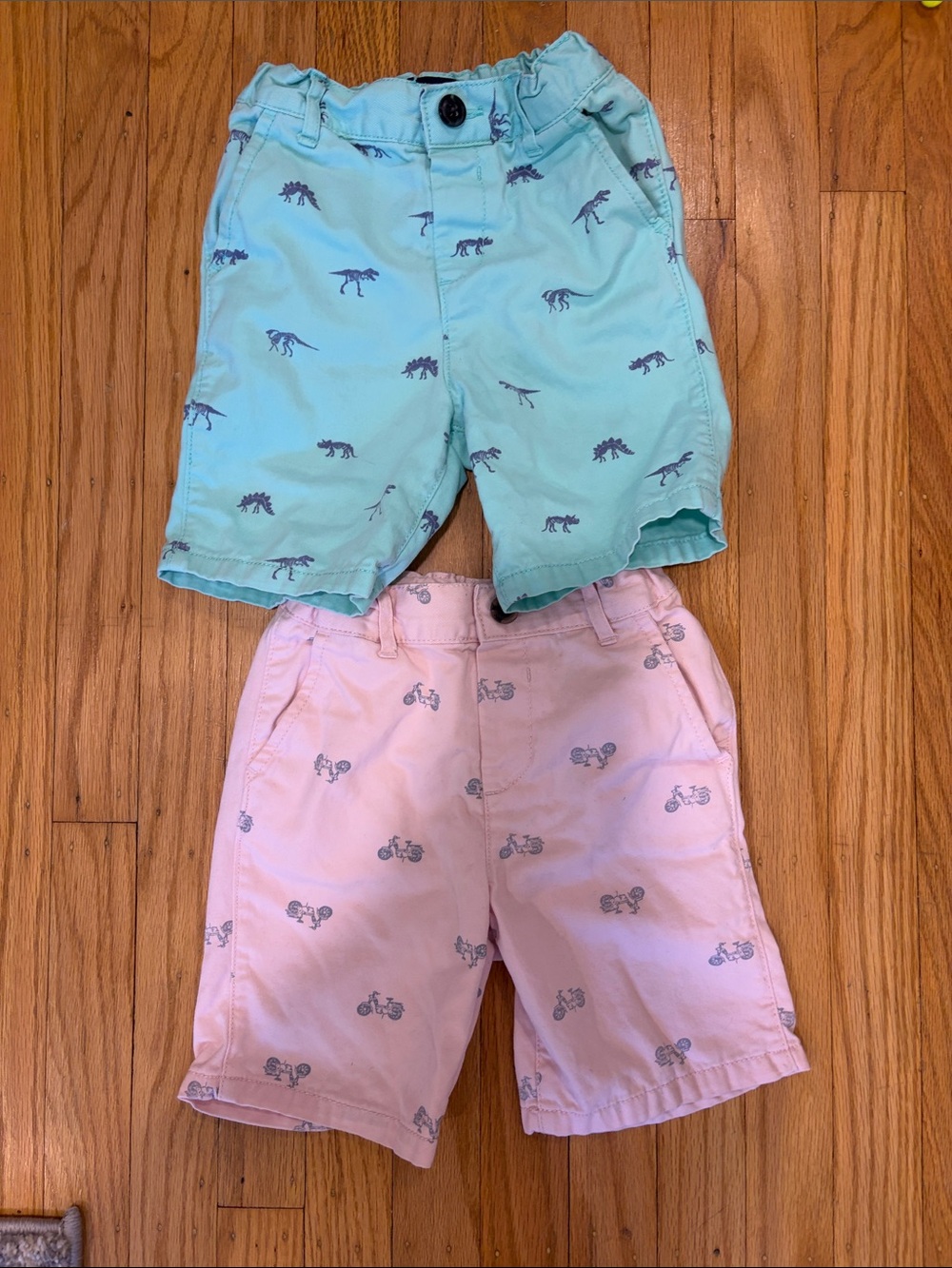 The Children's Place Mint & Light Pink Dino and Bike Shorts - 2 Pack
